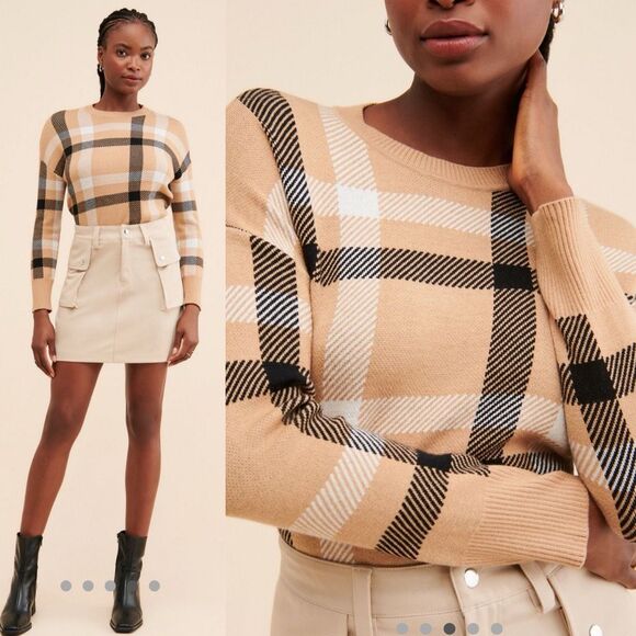 ANTHROPOLOGIE | hi-low jacquard sweater | medium | laundry by Shelli Segal | pla - Picture 4 of 10